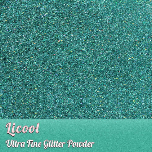 Holographic Fine Glitter, 100g Craft Glitter for Epoxy Resin, Iridescent Sequins, Loose Glitter for Face Body Hair Eye, Makeup Cosmetic Glitter for Nails Festival Decoration (Laser greenish Blue) by LICOOL GLITTER