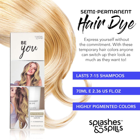 Semi-Permanent Butter Blonde Hair Dye - Vibrant 2.36 Oz. Tubes Temporary Hair Color, Ammonia and Peroxide Free, Vegan
