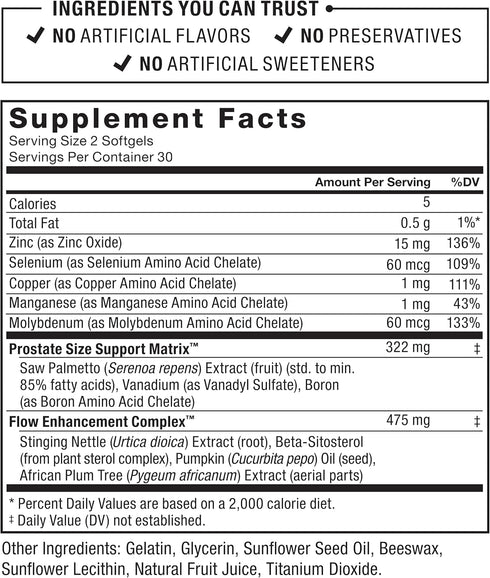 Force Factor Prostate Supplement for Men, Saw Palmetto and Beta Sitosterol for Prostate Health, 60 Count (Pack of 2)