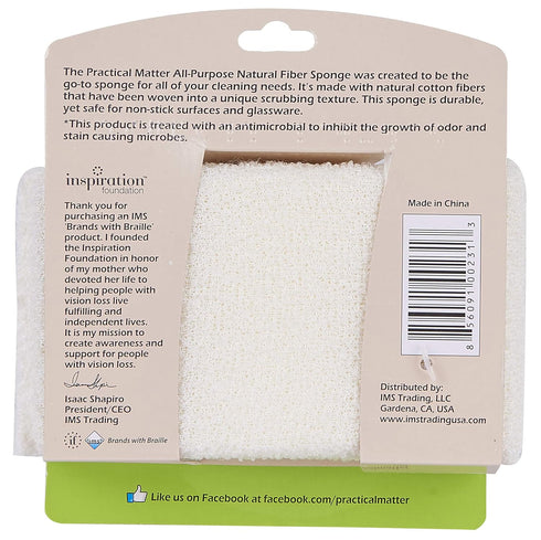 Practical Matter Kitchen Sponge, Organic Cotton Fiber All-Purpose Dish Sponges, 6 Count Value Pack for Cleaning