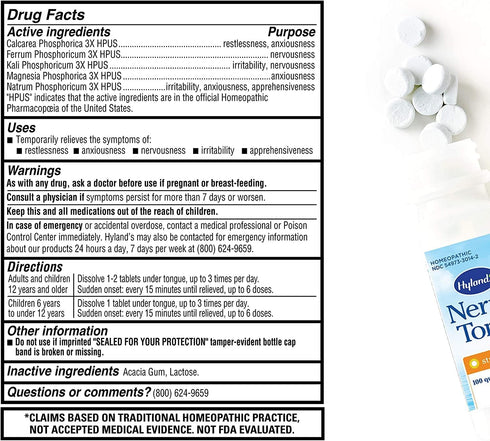 Hylands Nerve Tonic Tablets - 50 Tablets for Nerve Support