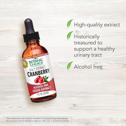 Botanic Choice Cranberry Liquid Extract, Herbal Supplement, 1 Ounce, Alcohol Free, Gluten Free, Fast Acting