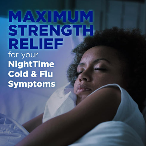 Amazon Basic Care Nighttime Cold & Flu Relief - Pain Reliever, Cough Suppressant, Antihistamine Liquid, 8 fl oz