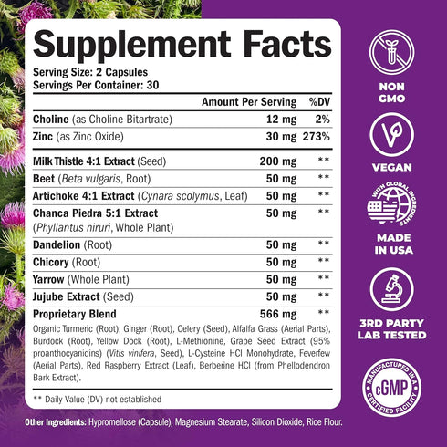 Liver Cleanse Detox & Repair - Artichoke Extract Liver Health Formula with Milk Thistle, Turmeric, Ginger, 2 Pack