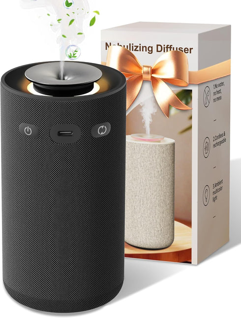 VINIPO Waterless Essential Oil Diffuser,Portable Car Aromatherapy Diffuser,Rechargeable Cordless Scent Device with Fabric