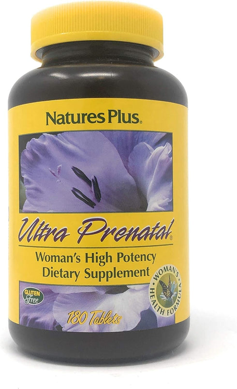 Natures Plus Ultra Prenatal Multivitamin, 800 mcg Folate, 180 Vegetarian Tablets, Gluten-Free