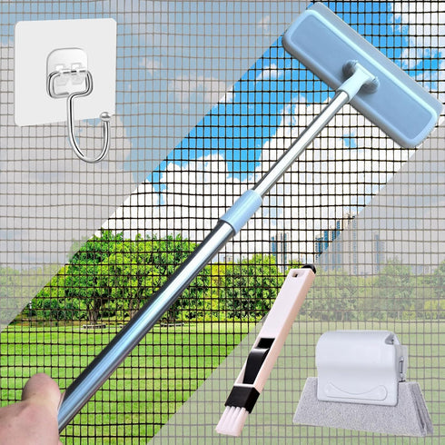 Window Screen Cleaner Tool, 5 in 1 Window Cleaning Kit with Brush, Squeegee, and Track Cleaning Tools