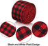 3 Rolls Buffalo Plaid Burlap Wired Ribbon Weave Ribbon with Wired Edge Bows Craft Decoration for Big Bow Wreath Tree Decoration Outdoor (Black and Red Plaid,2.4 Inches) by Boao