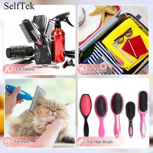 SelfTek 4 Pack Hair Brush Cleaning Tool - Home or Salon Use for Removing Hair and Dust