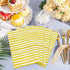 KTHONIOMANTE 200PCS 2 Pack, 4.5x8 Inch Yellow & White Stripe Guest Napkins, Ply Disposable Paper Striped Dinner Hand