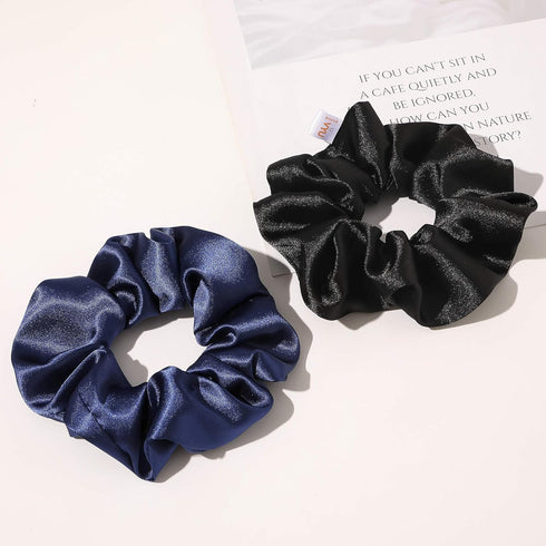 Ivyu 4 Pack Silk Scrunchies for Girls Women, Cute Hair Accessories Ponytail Holder in White, Black, Navy, Gray