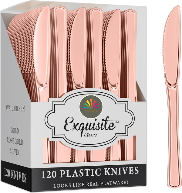 Exquisite Plastic Cutlery, Premium Quality Silverware "Gold/Silver look alike," Heavy Duty Plastic Cutlery - 120 Count
