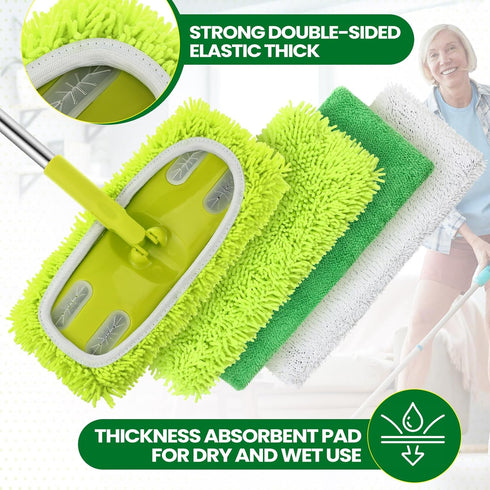 HunnmingRe 18 Pack Reusable Microfiber Mop Pads Refills Compatible with Swiffer Sweeper Dry Sweeping Cloths for Wet