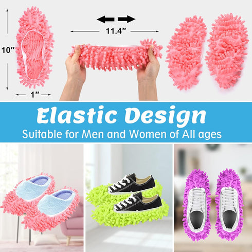 IUM 10 5-Pairs Pcs Microfiber Mop Slippers Shoes Reusable Dust Mops for Women Washable, Mop Slippers Shoes for Floor