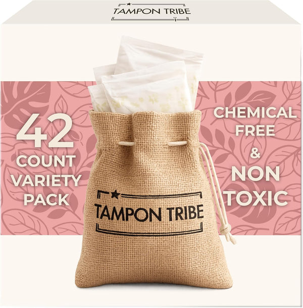 Tampon Tribe Organic Cotton Pads for Women Variety Pack | 42 Absorbent