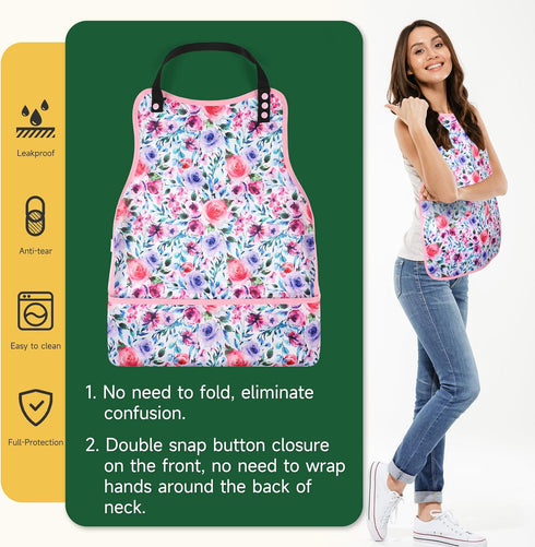Men-3 Adult Bibs for Pcs Washable Clothing Protector with Crumb Catcher, Reusable Waterproof Feeding Bibs for Seniors