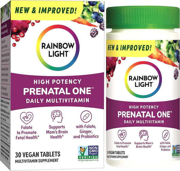 Rainbow Light High-Potency Prenatal One Multivitamin, Vegan, 30 Count - Supports Mom's Health & Baby's Development with