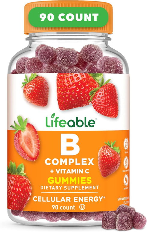 Lifeable Vitamin B Complex Gummies for Adults | Vegan B Complex Vitamins for Women, Men | Great Tasting | 90 Gummies