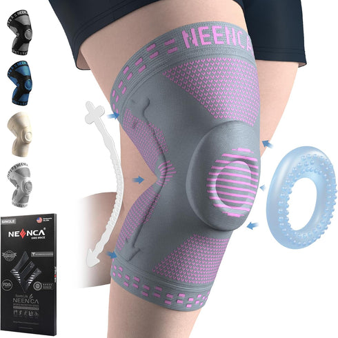 NEENCA Plus Size Knee Brace for Knee Pain - Support with Side Stabilizers & Patella Gel Pad for Sports
