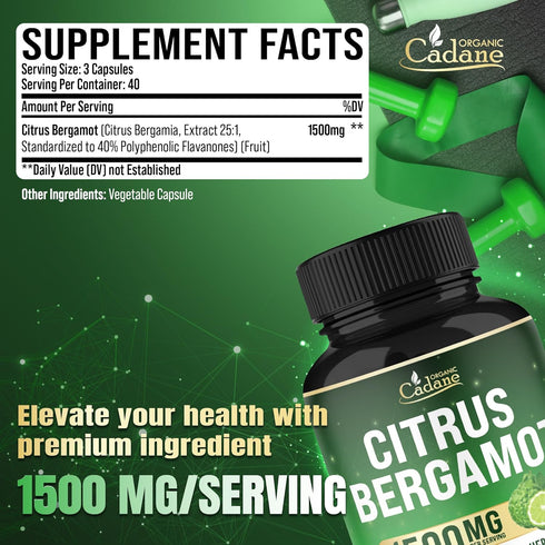 Immune 120 40-Day Cadane Citrus Bergamot Supplement | Heart & System | Vegan, Non-GMO Capsules Supply