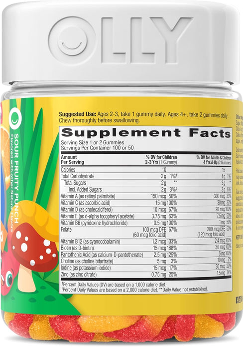 Gummy Immune 45 100 Count OLLY Kids Multivitamin Worms, Overall Health and Support, Vitamins and Minerals A, C, D, E