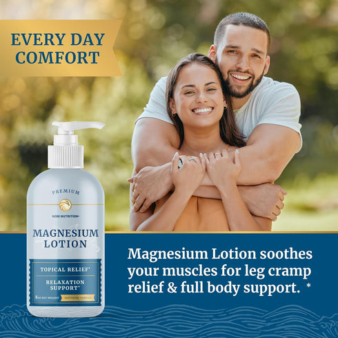 Magnesium Lotion to Relieve Muscle Cramps & Soreness – Calming Support, Topical Magnesium Cream for Leg Cramps