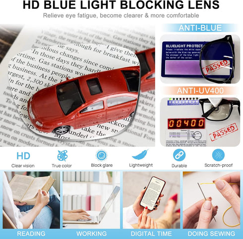 MARE AZZURO Computer Reading Glasses for Women - Blue Blocking Screen Light Readers, Various Strengths (Black, 150)