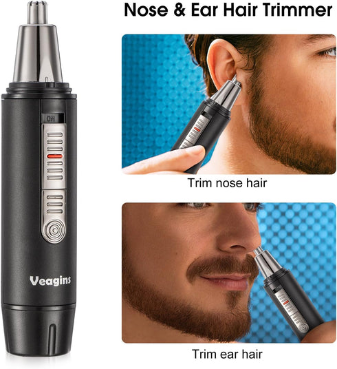 Nose Hair Trimmer for Men Wet Dry Facial Ear Hair Clipper with Vacuum System & Dual-Edge Blade