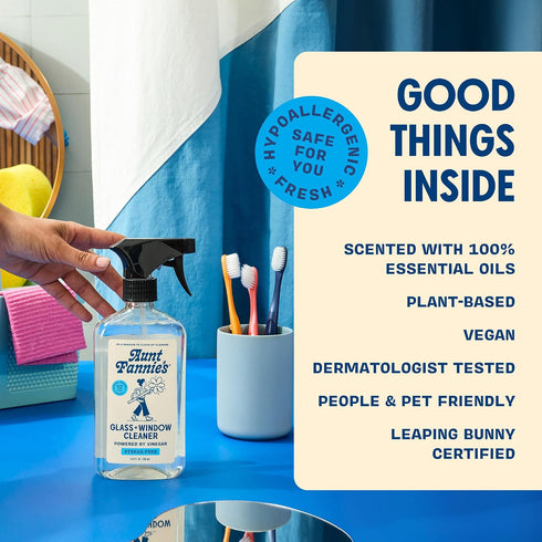 Pack 3 Aunt Fannie's Glass & Window Cleaning Bundle, Vinegar Spray and Wipes, Natural Streak-Free Spray