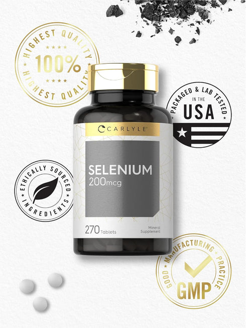 Carlyle Selenium Supplement | 200mcg Tablets | Vegetarian, Non-GMO, Gluten Free