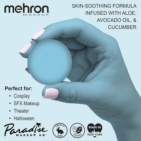 Mehron Makeup Paradise Makeup AQ Refill Size, Water Activated Face Paint, Body Paint, .25 oz (7 ml) (Light Blue) for