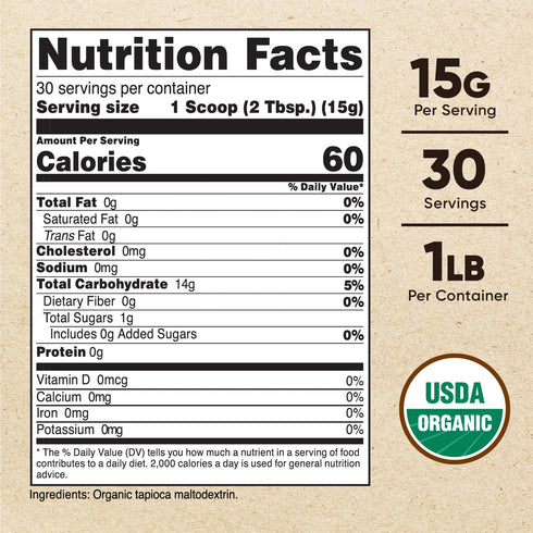 Nutricost Organic Maltodextrin Powder 1lb: Gluten Free, Non-GMO
