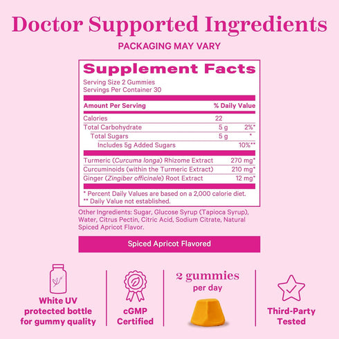 Gummies 60 Gummies Pink Stork Turmeric Ginger Gut & Digestive Support for Women Anti Bloating Supplement