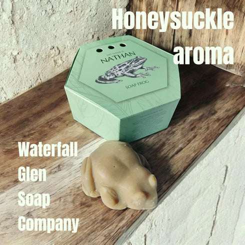 WFG WATERFALL GLEN SOAP COMPANY, LLC Nathan Frog Soap, Honeysuckle Natural Vegan Bath Soap with Shea Butter