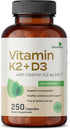 Futurebiotics Vitamin K2 (MK7) with D3 Supplement, 5000 IU Vitamin D3 & 90 mcg Vitamin K2 MK-7, 250 Capsules
