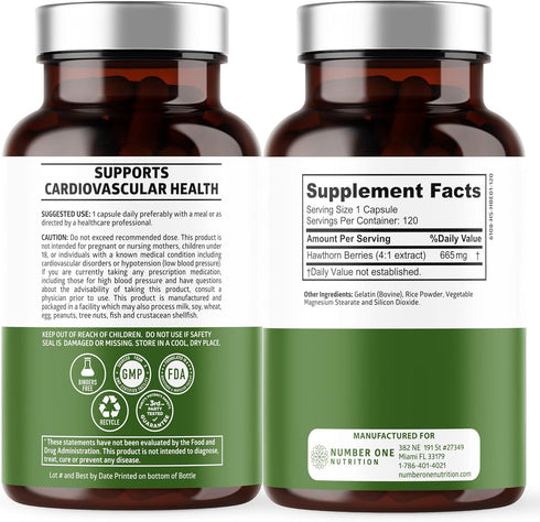 N1N Immunity, 120 Count Number One Nutrition Premium Hawthorn Berry Extract, Max Strength Hawthorn Berry Capsules