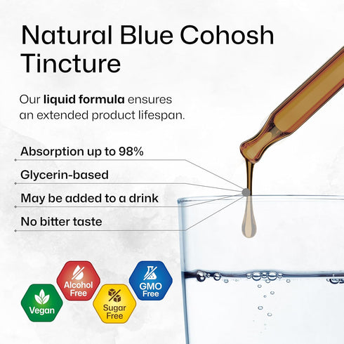 BIO KRAUTER Blue Cohosh Tincture - Caulophyllum Thalictroides Extract for Women’s Health Support, 2 Fl.Oz.