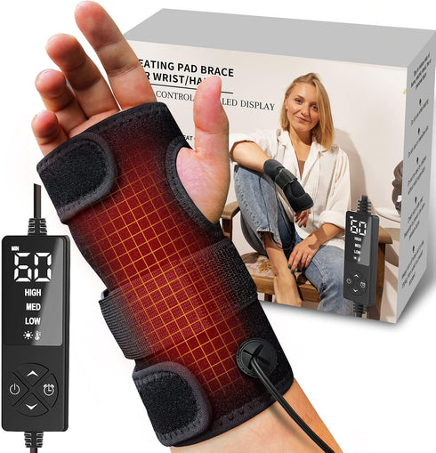 sticro Hand Heating Pad for Carpal Tunnel Relief, Heated Wrist Brace Wrap for Arthritis, Tendonitis Pain Relief