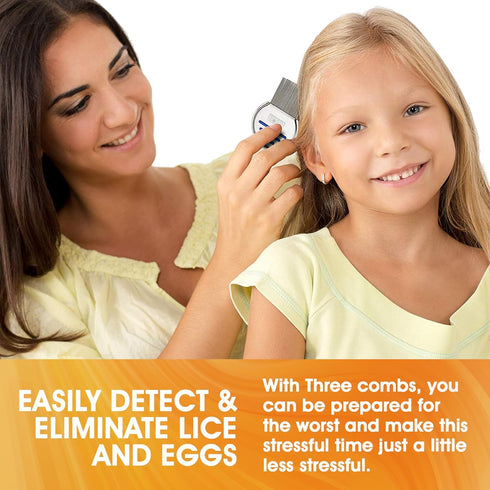 Lice Comb - Pack of 2 Stainless Steel Professional Combs for Lice Treatment, Best Results for Kids & Adults