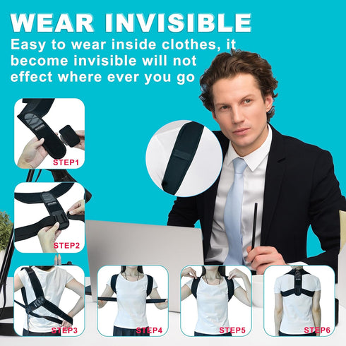 Posture Corrector for Men & Women - Adjustable Upper Back Brace for Clavicle Support, Neck & Back Pain Relief