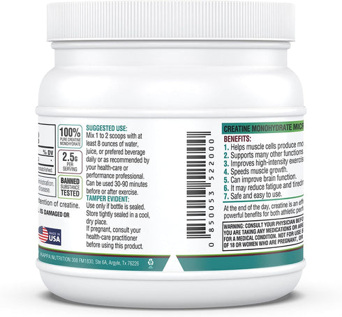 KAPPA NUTRITION Creatine Monohydrate Micronized 2.5g - 240 Servings