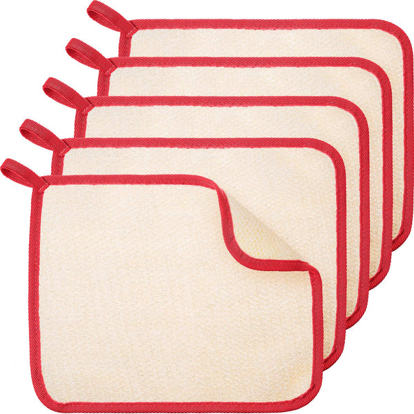Tatuo 5 Pcs Exfoliating Face and Body Wash Cloths, Bath Cloth for Women and Men, 10.63 x 9.05 Inch