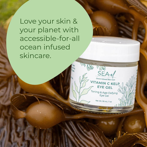 Vitamin C Kelp Eye Gel for Puffiness, Under Eye Bags & Dark Circles, Cooling Youthful Glow, 1 Oz