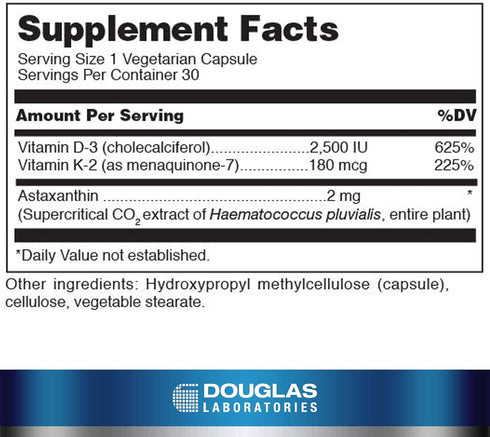Douglas Laboratories K2-D3 with Astaxanthin - Antioxidant Support for Bones, Immune Function & Vascular Health - 30