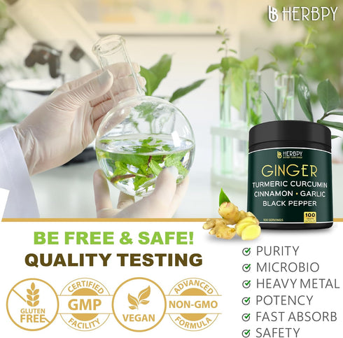 5in1 Ginger Supplement 7550mg - 100 Vegan Capsules for Digestion, Immune & Heart Health