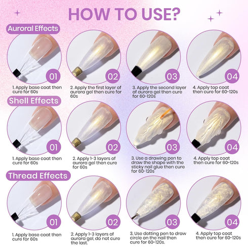 Pearl Gel Nail Polish - 12 Colors Shimmer Mermaid Nail Gel Polish, Soak Off UV Gel for Nail Art DIY at Home