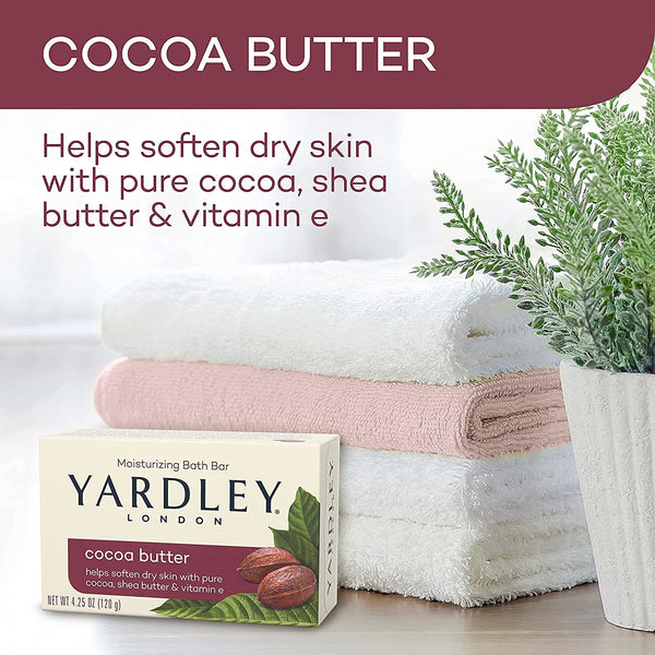 Yardley Moisturizing Bar Cocoa Butter, 4.0 oz (Pack of 6)