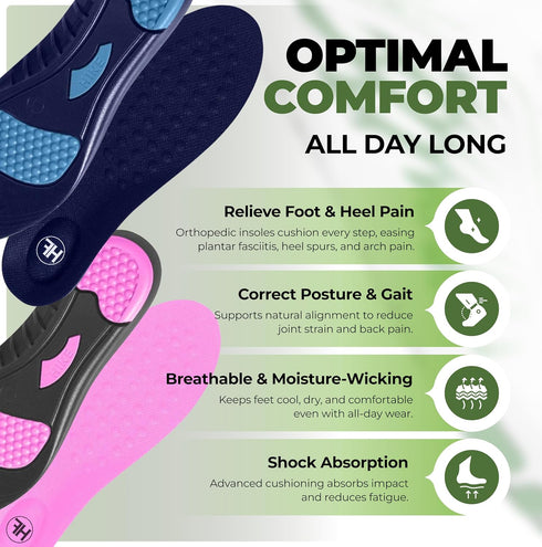 Hike Footwear Orthopedic Soles HF- Pain Relieving and Shock Absorbing Foot Pads, Plantar Fasciitis Relief - Arch