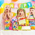 105 Pcs Rainbow Cellophane Treat Bags, Bulk Plastic Polka Dot Stripes Goodie Candy Favor Bags for Parties