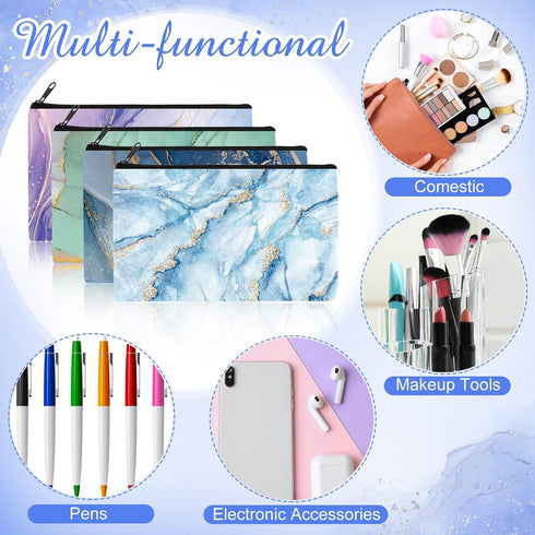 Reginary 20 Pieces Cosmetic Bag for Women, Roomy Zipper Toiletry Bag Pouch, Travel Packing Organizer (Marble)